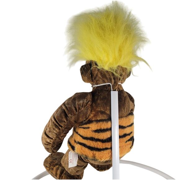 Chosun Caveman Troll Plush 16" Yellow Hair Tiger Print Outfit Stuffed Toy VTG - Picture 11 of 13